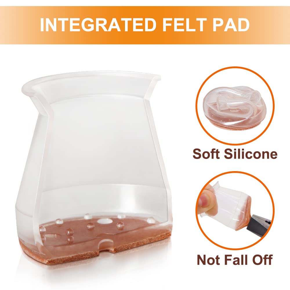 24 Pcs Chair Leg Floor Protectors for Hardwood Floors Silicone Covers to Protect Wood Tile Floors Felt Pads Furniture Leg Caps Anti-Scratch Reduce Noise (Fit:1.3"-2")