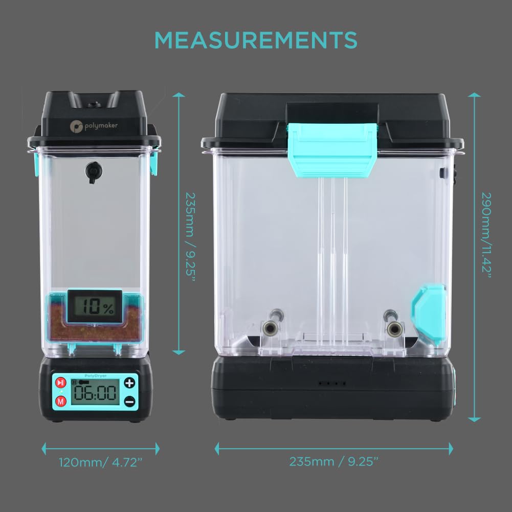 Polymaker 3D Printing Filament Dryer and Storage Box - PolyDryer and PolyDryer Box for Filament Drying and Sealing with Heat Control, Compatible with PA Nylon, PLA, PVB, PETG, ABS, TPU 1.75mm 2.85mm