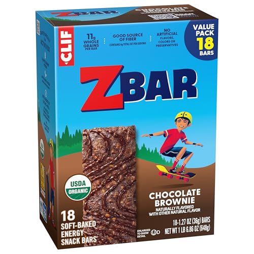 CLIF Kid Zbar - Chocolate Brownie - Soft Baked Whole Grain Snack Bars - USDA Organic - Non-GMO - Plant-Based - 1.27 oz. (18 Pack)