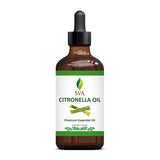 SVA Citronella Essential Oil – 4 Fl Oz – 100% Natural Citronella Oil - for Diffuser, Hair Care, Face, Skin Care, Aromatherapy, Scalp and Body Massage, Soap and Candle Making - with Dropper