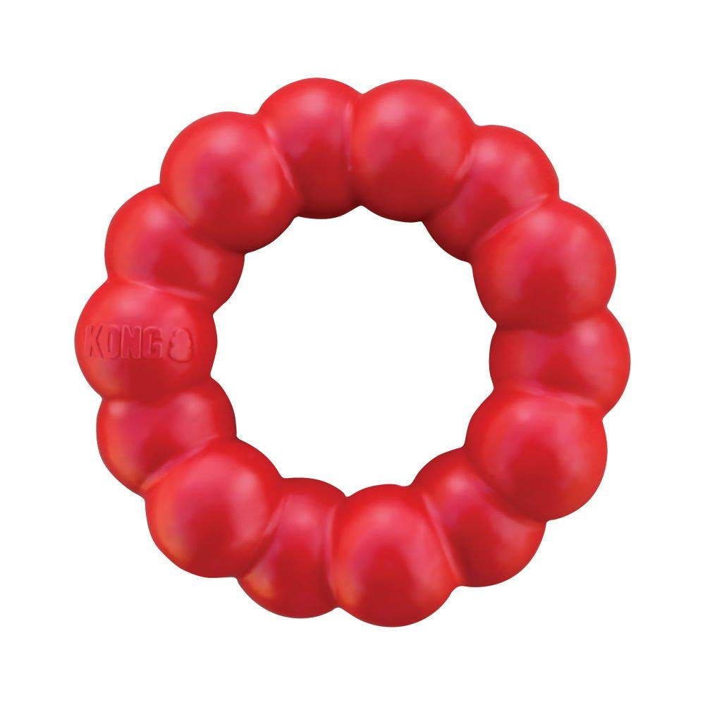 KONG Ring - Natural Rubber Ring Toy for Healthy Chewing Habits - Chew Toy Supports Dog Dental Health - Dog Toy Supports Instincts During Playtime - for Medium/Large Dogs