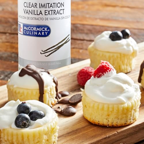 McCormick Culinary Clear Imitation Vanilla Extract, 32 fl oz - One 32 Fluid Ounce Bottle of Clear Vanilla Flavoring for Baking, Perfect in Baked Goods, Frostings, Custards and Desserts