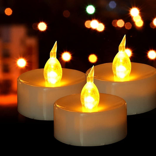 LED Tea Lights Candles- 24PACK Warm Yellow Flameless Candles Realistic and Bright Flickering Long Lasting 200Hours for Holiday Celebration,Party,Home Decoration,Battery Operated