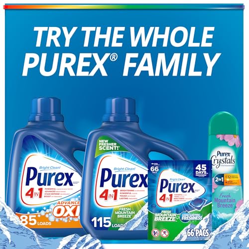 Purex 4-in-1 Laundry Detergent Pacs, Fresh Mountain Breeze, 66 Pacs
