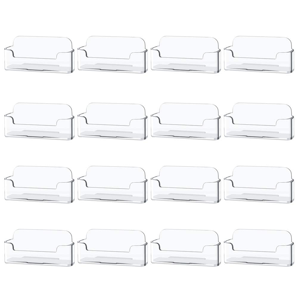 4 Pack Clear Plastic Business Card Holder,Acrylic Business Card Display for Desk Business Card Stand