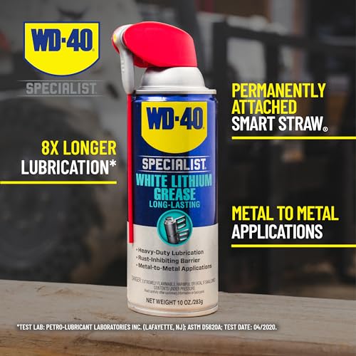 WD-40 Specialist White Lithium Grease Spray with SMART STRAW SPRAYS 2 WAYS, 10 OZ