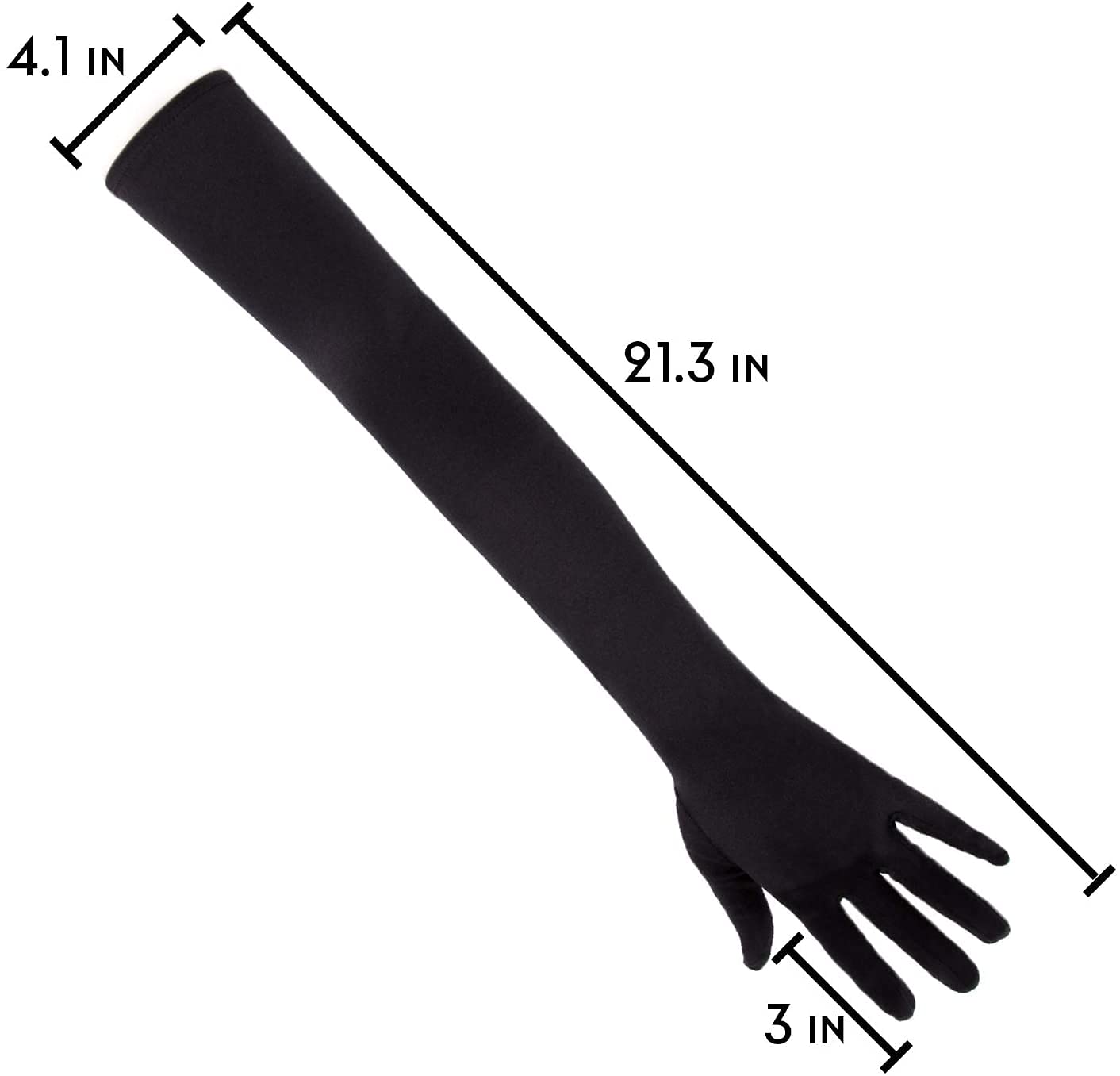 SAVITA Long Elbow Satin Gloves 21 inch Stretchy 1920s Opera Gloves Evening Party Dance for Women Black