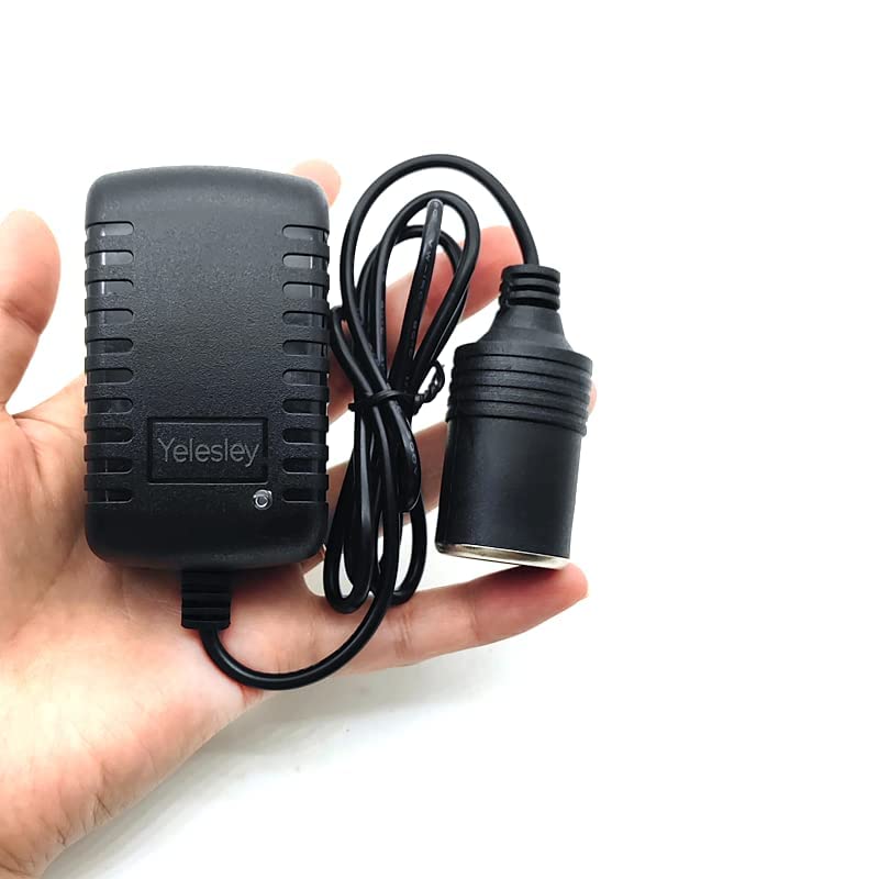 Yelesley AC to DC Converter 2A 24W Car Cigarette Lighter Socket 110-240V to 12V AC/DC Power Adapter Black
