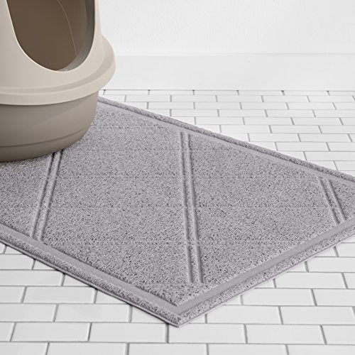 Amazon Basics Less-Mess Cat Litter Box Mat, Unscented, 24" x 35", Grey