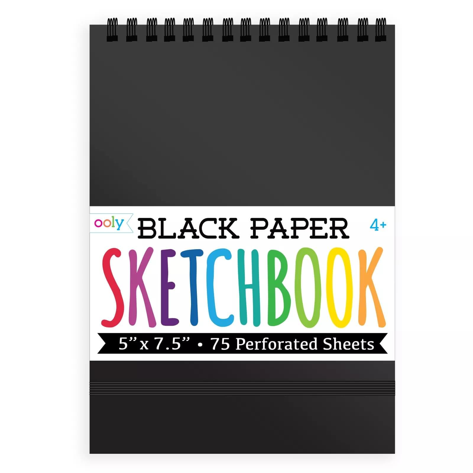 OOLY DIY Cover Small Sketchbook, 5 x 7.5 Inches, Black Paper Sketchbook, Drawing Book for Kids, Adults, Students, and Artists, Great Drawing Pad for Gel Pens, White Pencils, Ooly Paints, and More
