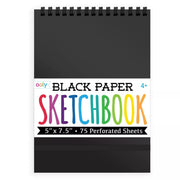 OOLY DIY Cover Small Sketchbook, 5 x 7.5 Inches, Black Paper Sketchbook, Drawing Book for Kids, Adults, Students, and Artists, Great Drawing Pad for Gel Pens, White Pencils, Ooly Paints, and More