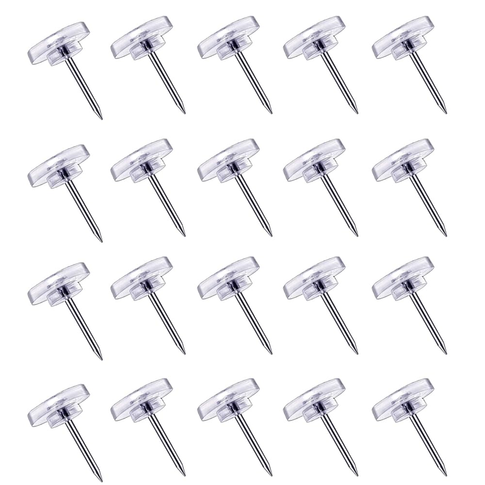 150 Count Push Pins, Clear Thumb Tacks, Flat Thumb Tacks Steel Point and Clear Plastic Head Pushpins, Transparent Thumbtacks for Cork Board Bulletin Boards for School, Office, Cork Board,Wall Hanging,
