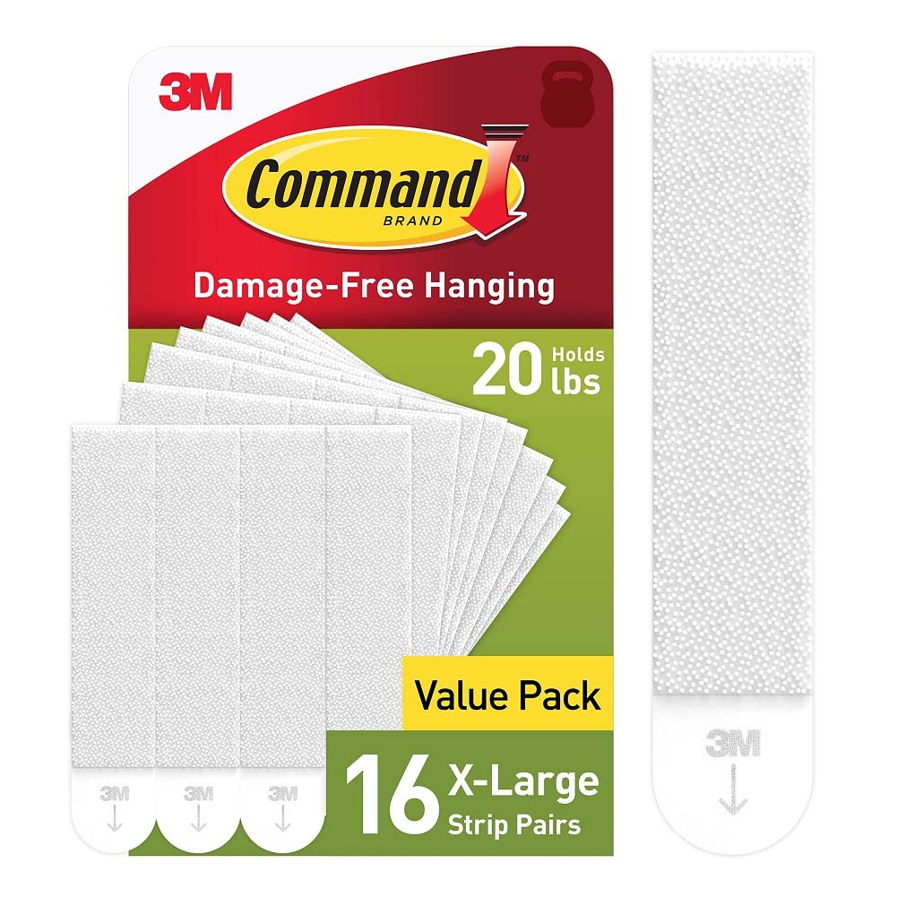 Command 20 lb XL Heavyweight Picture Hanging Strips 10 Pairs (20 Command Strips), Damage Free Hanging Picture Hangers, Heavy Duty Wall Hanging Strips for Home Decor, White Adhesive Strips