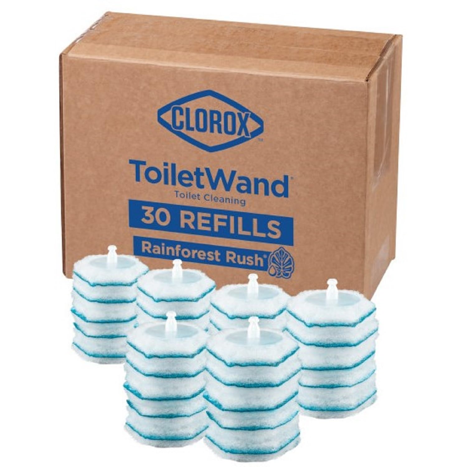 Clorox ToiletWand Disinfecting Refills, Rainforest Rush, 30 Ct (Package May Vary)