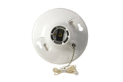 Leviton R50-08827-CW4 1-Piece Top Wired Lamp Holder with Pull Chain, 660 W, Incandescent/Fluorescent/CFL, Medium,White