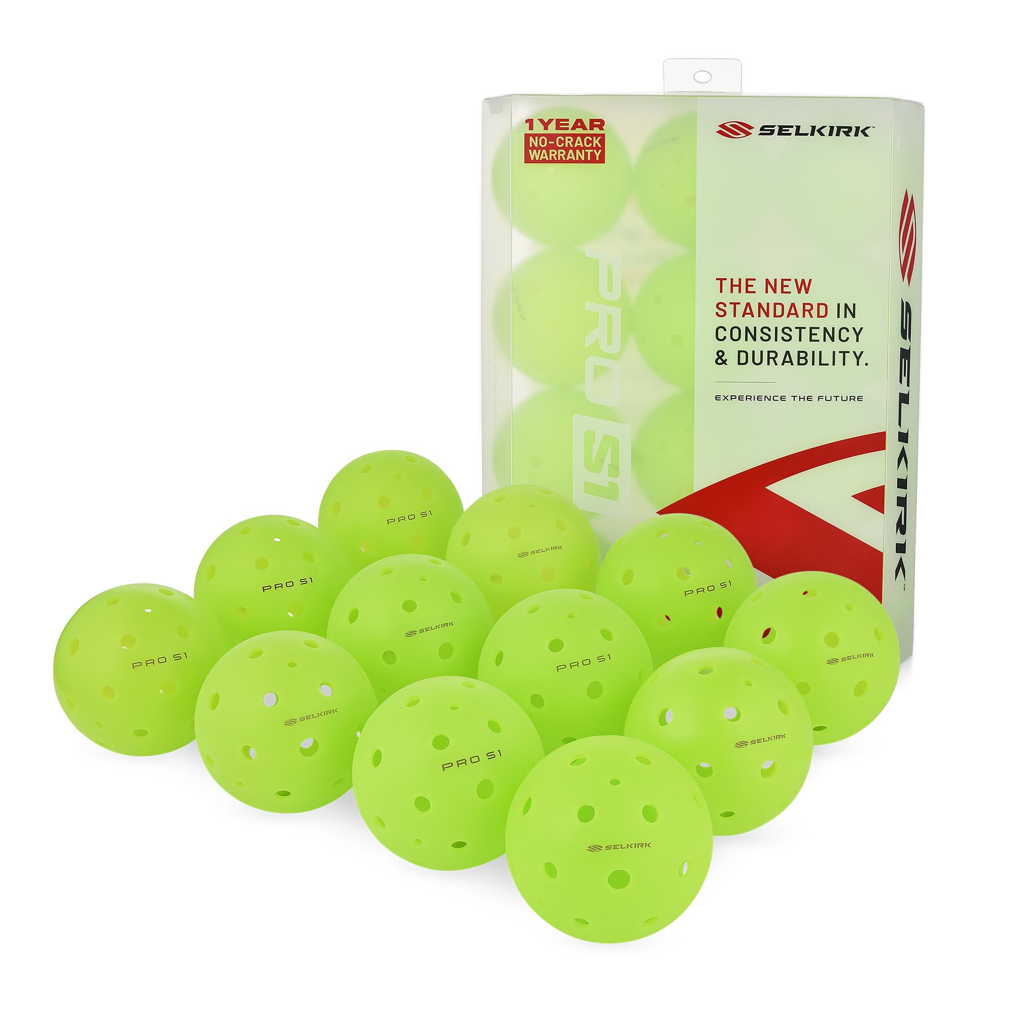Selkirk Pro S1 Ball | Crack-Resistant | 38 Hole Outdoor Pickleball Balls | USAPA Approved Pickle Ball for Tournament Play | Advanced Aerodynamics | 4 Pack Pickleballs |