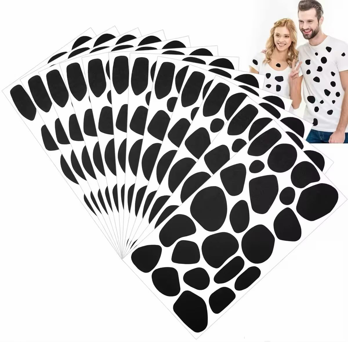 12 Sheets Black Adhesive Felt Circles - 200+ Pieces Black Self-Adhesive Felt Messy Dots Sticker Pads for Halloween DIY Projects, Professional Craft Finishing(Black Irregular)