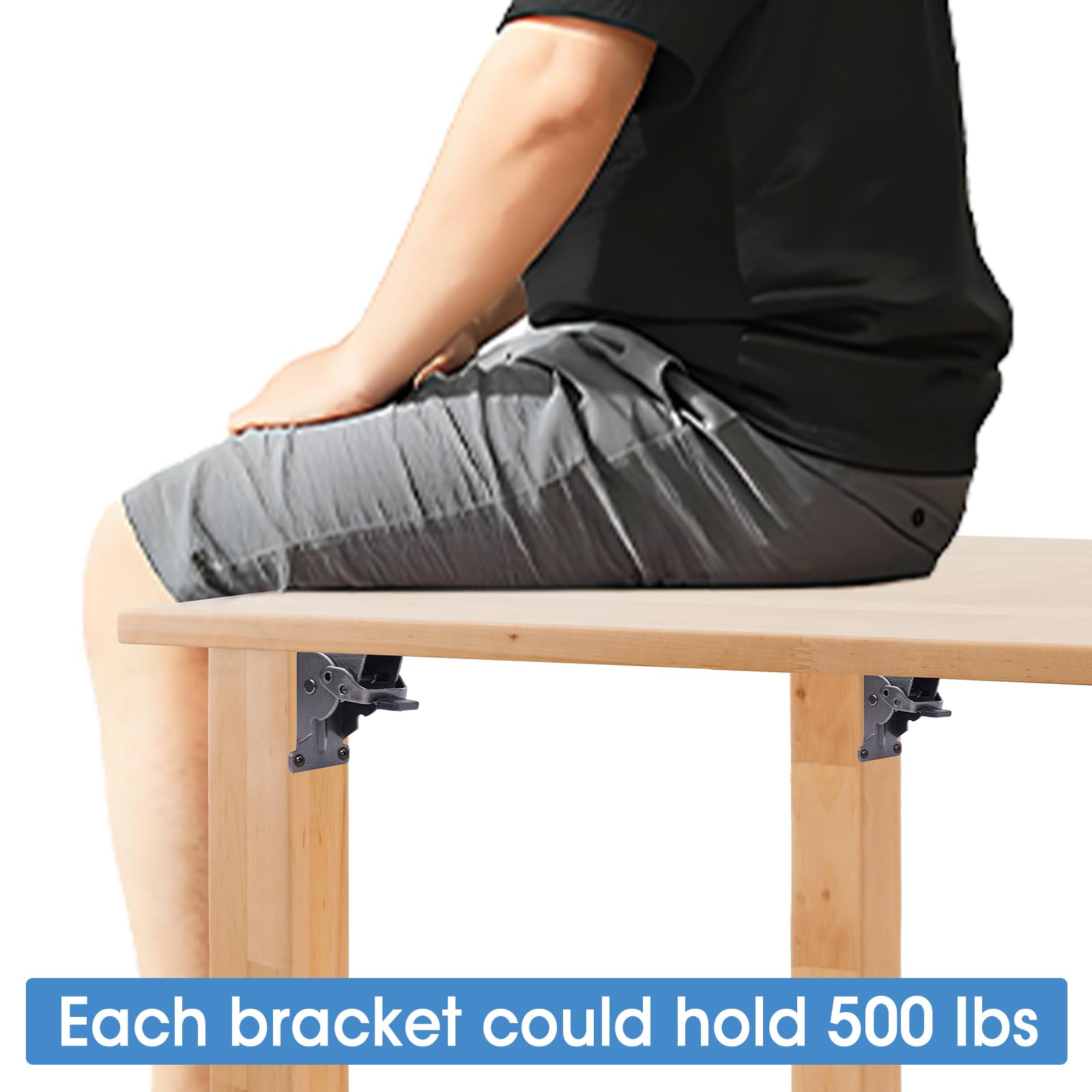 4 Pack Locking Hinge for Folding Table Brackets, Heavy Duty Folding Brackets 90 Degree Self Locking Folding Hinge for Table Legs Furniture