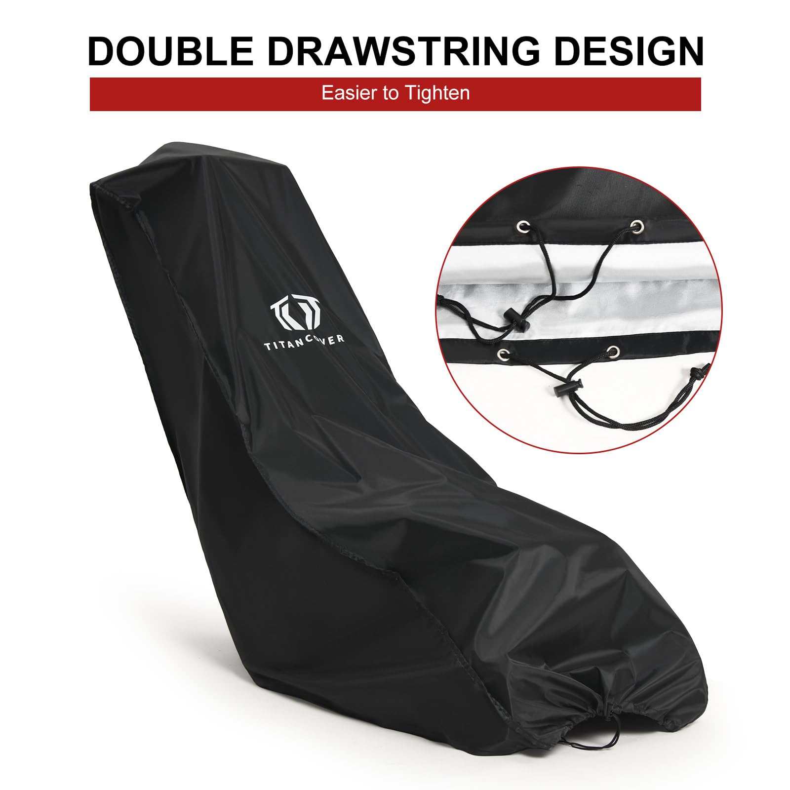 TitanCovers Lawn Mower Cover with PA Coating & Double Drawstring & Storage Bag, Heavy Duty 600D Polyester Oxford Push Mower Cover, Waterproof Lawnmower Covers for Outdoor