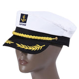 Adult Yacht Boat Sailor Captain Costume Hat Cap Marine Admiral (White), As Shown, 22 x 15 x 5 cm