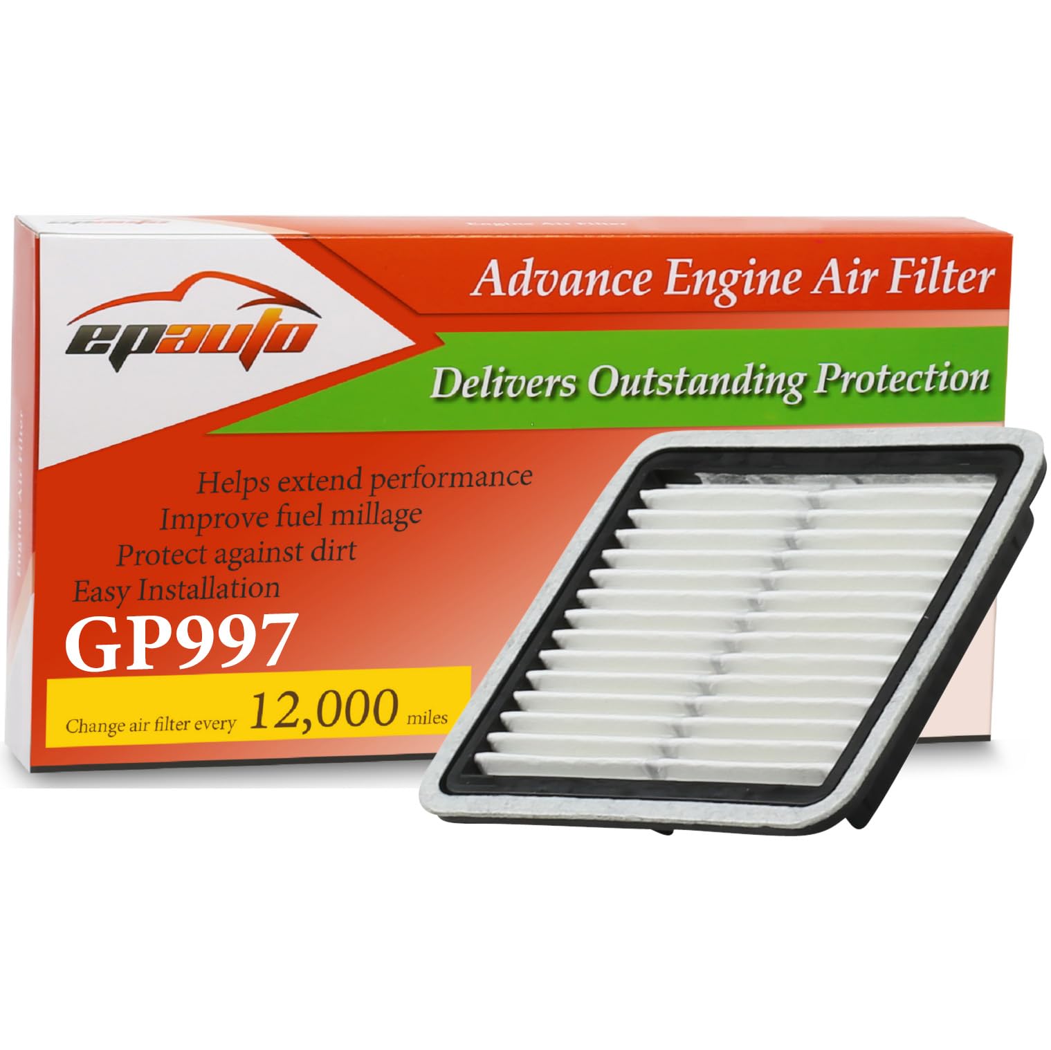 EPAuto GP997 (CA9997) Panel Engine Air Filter, Compatible with Subaru Impreza (2008-2016), Legacy (2005-2019), Outback (2005-2019), WRX (2015-2018), Forester (2009-2018), Tribeca (2008-2014)