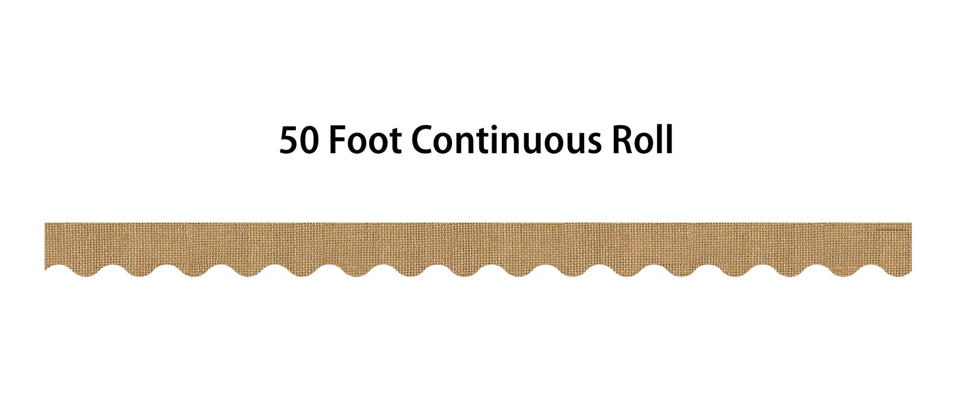 Teacher Created Resources Burlap Scalloped Rolled Border Trim - 50 ft - Decorate Bulletin Boards, Walls, Desks, Windows, Doors, Lockers, Schools, Classrooms, Homeschool & Offices
