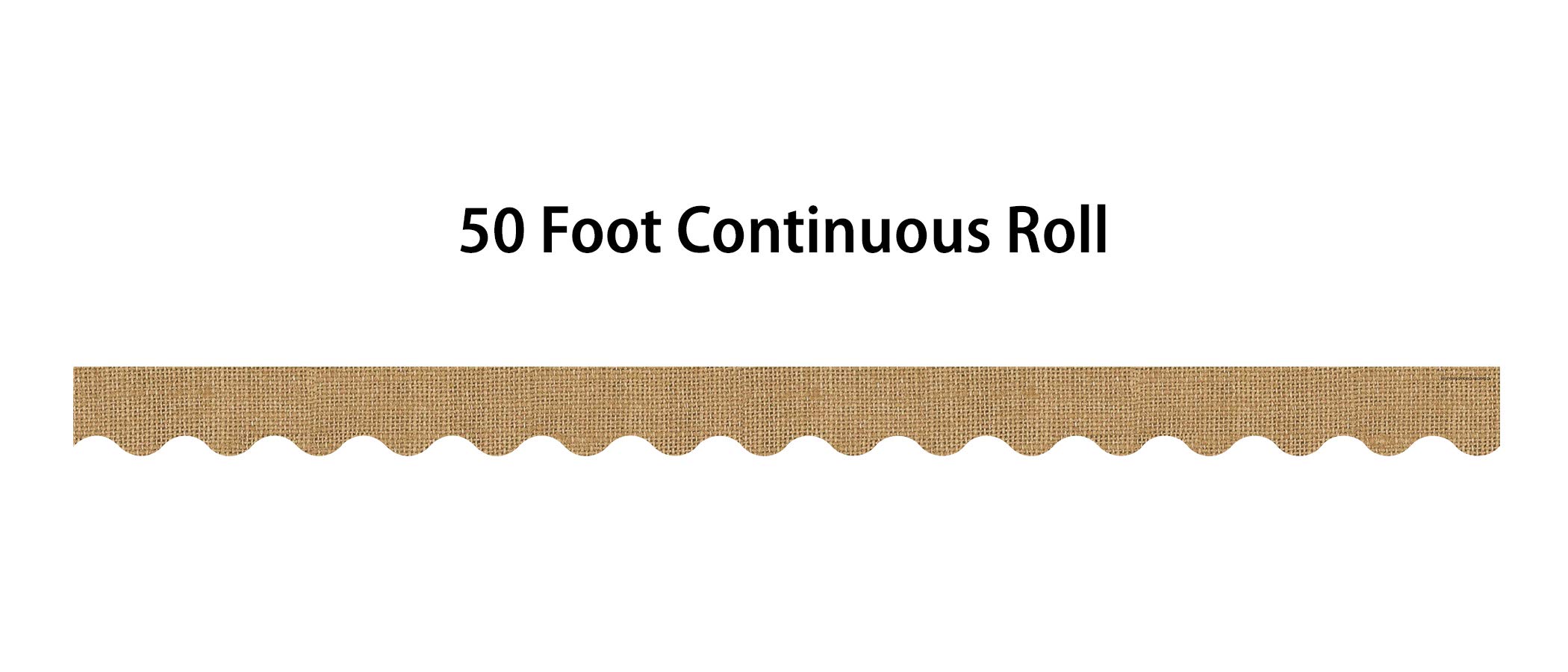 Teacher Created Resources Burlap Scalloped Rolled Border Trim - 50 ft - Decorate Bulletin Boards, Walls, Desks, Windows, Doors, Lockers, Schools, Classrooms, Homeschool & Offices