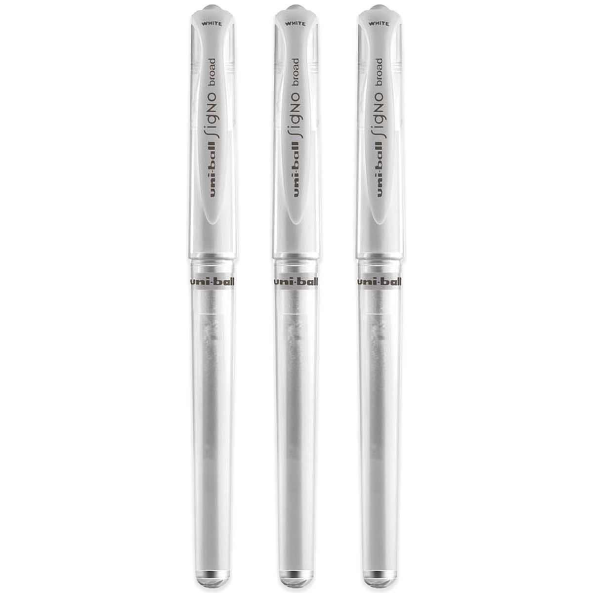 Uni-ball UM 153 Signo Gelroller mit breiter Spitze - Weiß - 3er-Pack