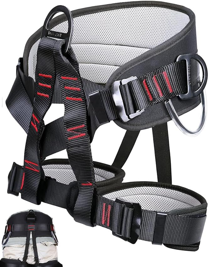 Ttechouter Adjustable Thickness Climbing Harness Half Body Harnesses for Fire Rescuing Caving Rock Climbing Rappelling Tree Protect Waist Safety Belts