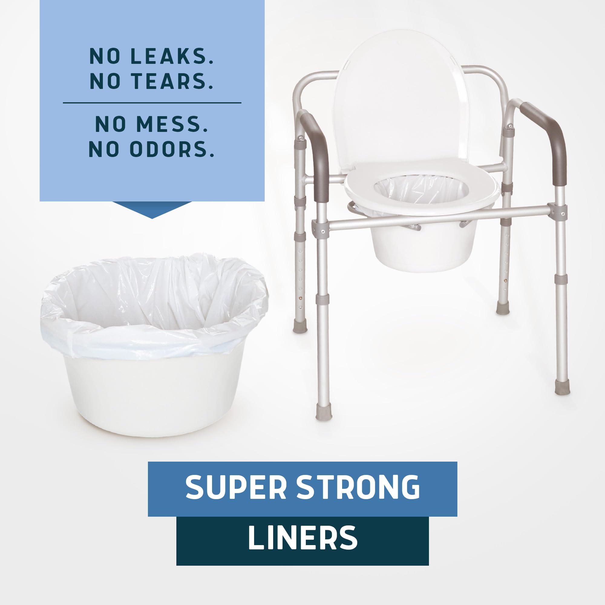 Lunderg Commode Liners - Value Pack 100 Count Universal Fit - Medical Grade Bedside Liners Disposable for Adult Commode Chair, Portable or Camping Toilet Bags