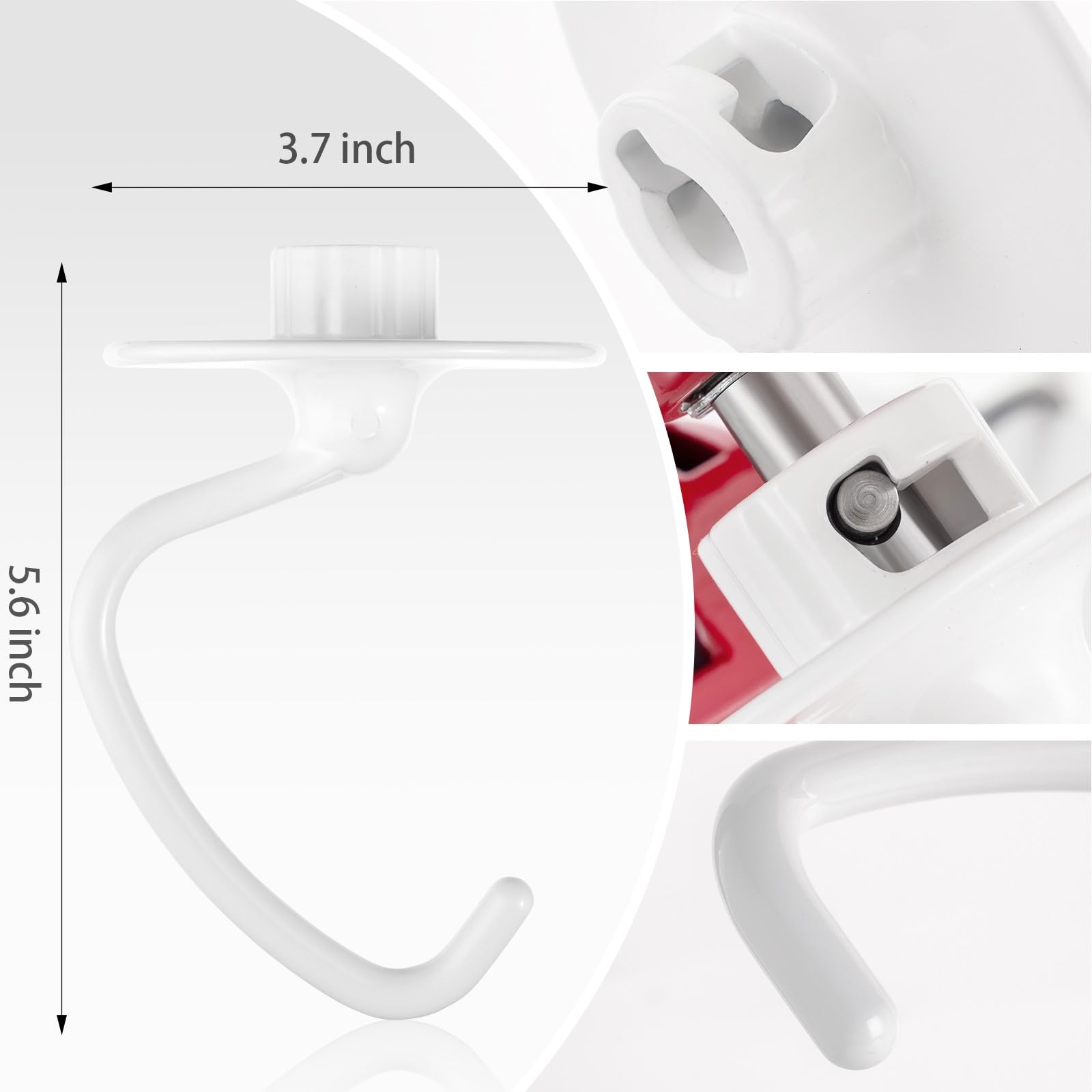 K45DH Coated Dough Hook for KitchenAid Mixer, Attachment for Kitchen Aid K45 K45SS KSM90 KSM150 Tilt-Head Stand Mixers, 4.5/5.0 Quart Bowel