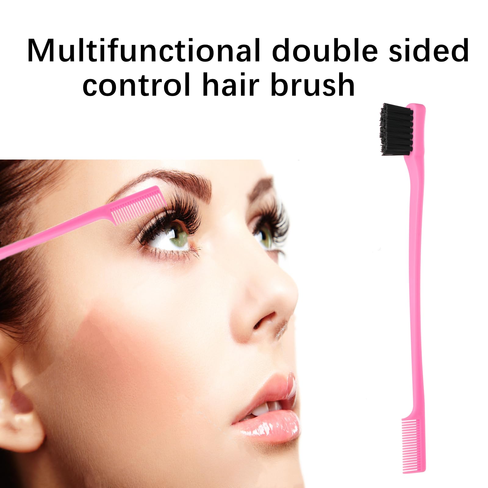 ZVOREI 8Pcs Hair Brushes Set with 4Pcs Topsy Hair Tail Tools 1Pcs Bristle Teasing Hair Brush 1Pcs Edge Control Brush 2Pcs Metal Pin Rat Tail Combs for Woman Girl Styling,Edge&Back Brushing Pink