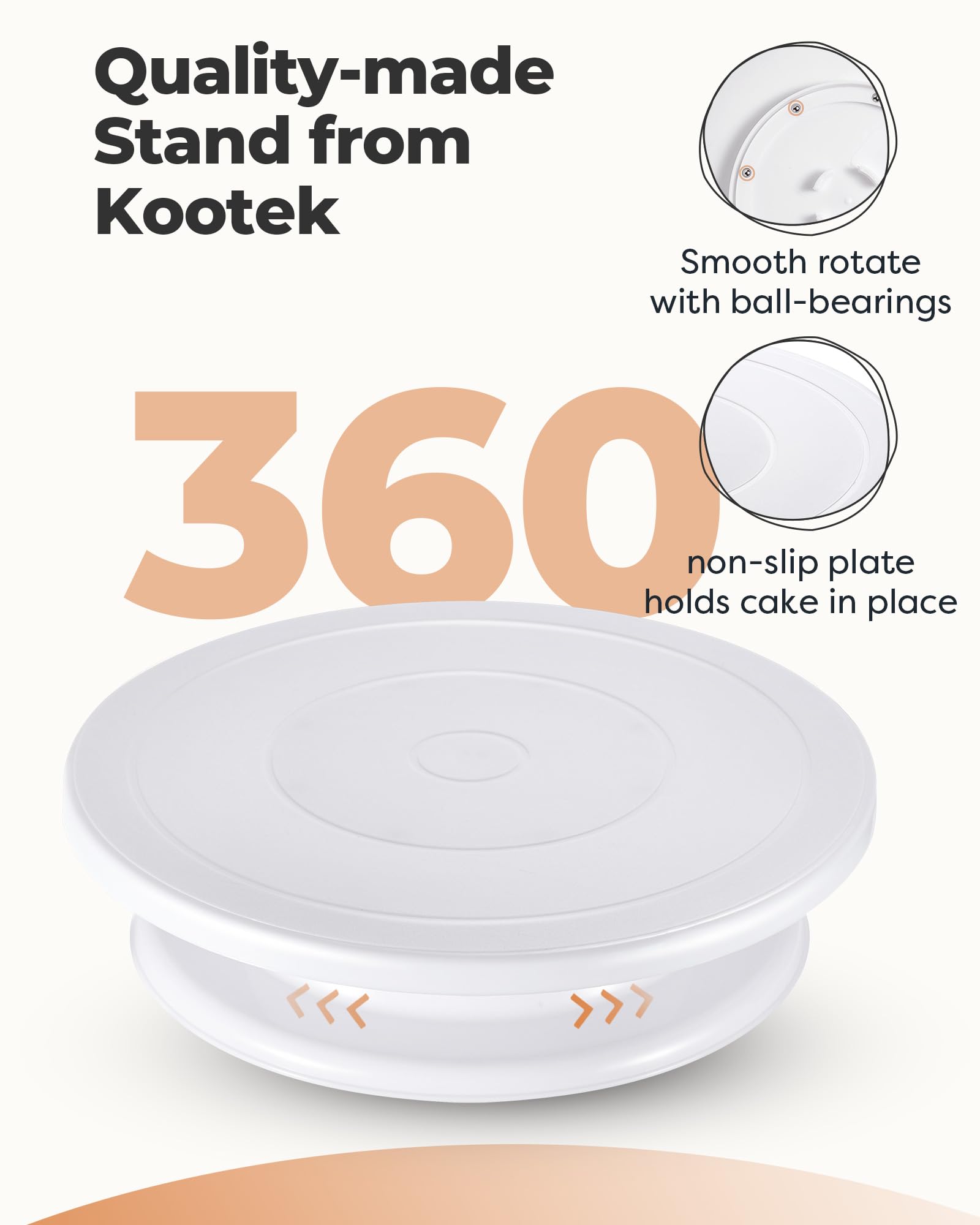 Kootek Cake Stand, 11 Inch Rotating Cake Turntable for Decorating, Display & Baking, Smooth Revolving Spinner Stand (White)