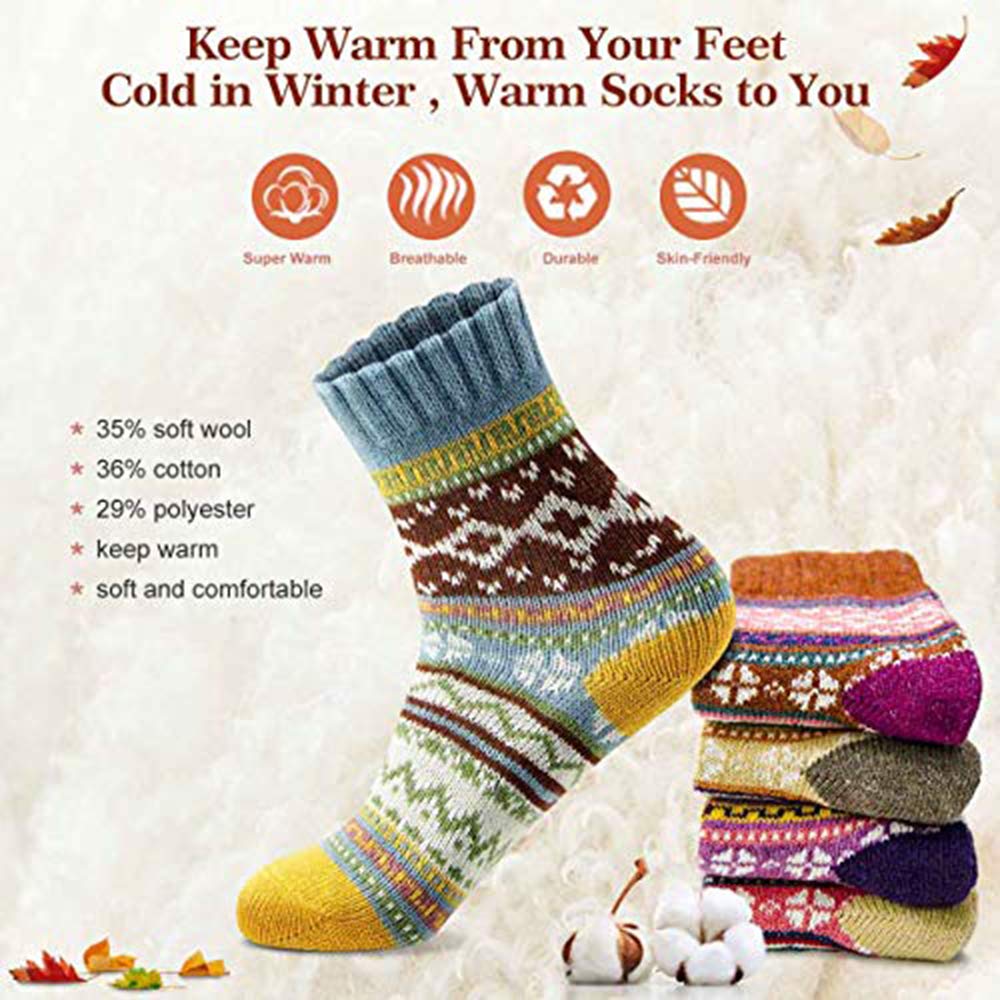 MORECOO Womens Socks Winter - Stocking Stuffers Gifts for Women - Thick Wool Soft Warm Cozy Crew Socks for Women