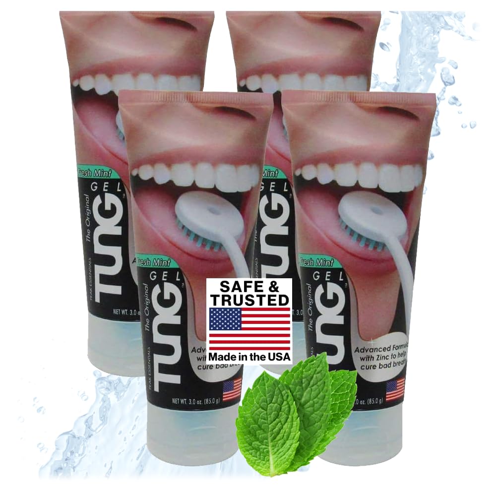 Tung Tongue Gel | Fresh Mint Tongue Cleaning Paste | Bad Breath and Halitosis | Mouth Odor Eliminator | Use with Tongue Brushes & Scrapers | Made in America (2 Pack)