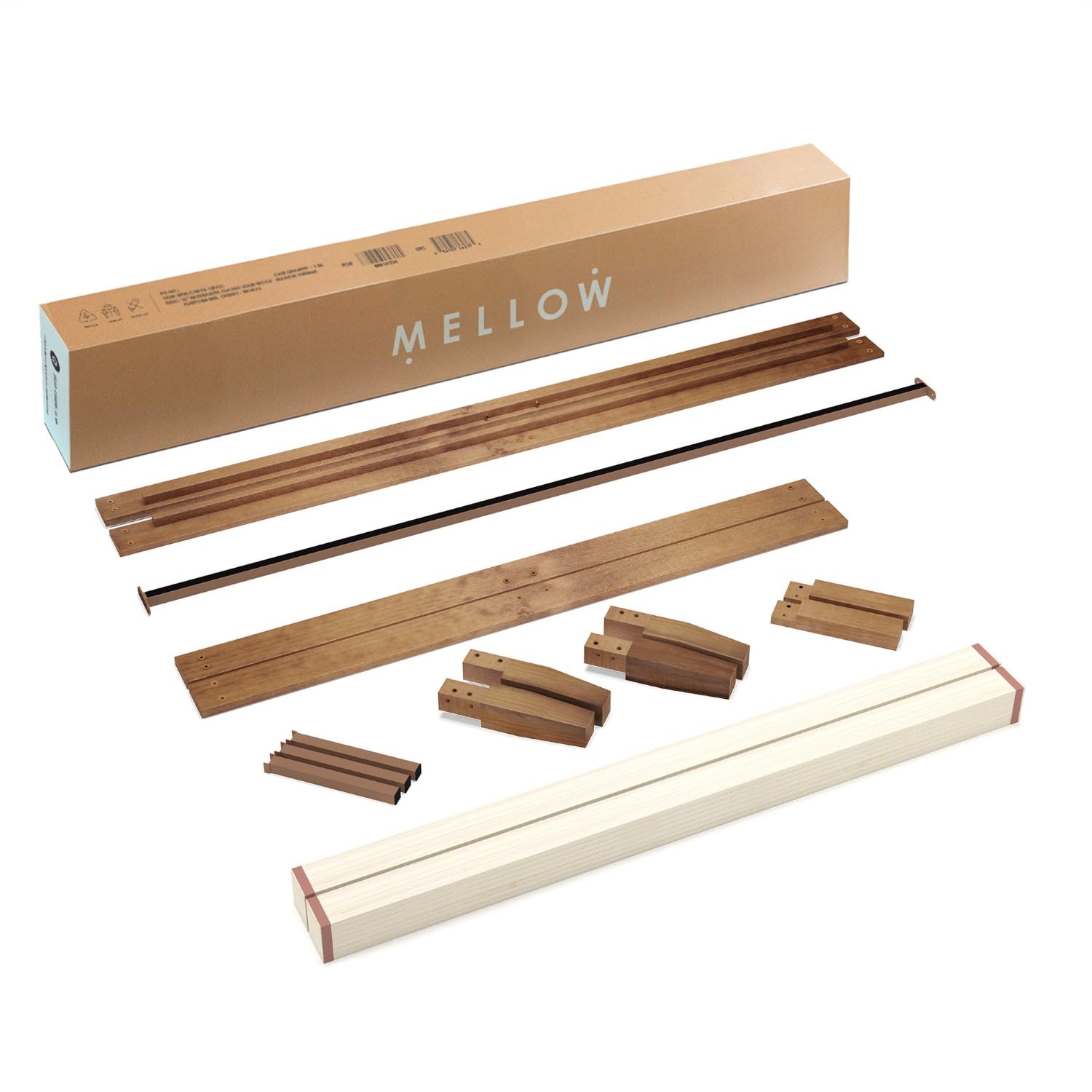 Mellow Naturalista Classic - 12 Inch Solid Wood Platform Bed with Wooden Slats, No Box Spring Needed, Easy Assembly, Queen, Pine