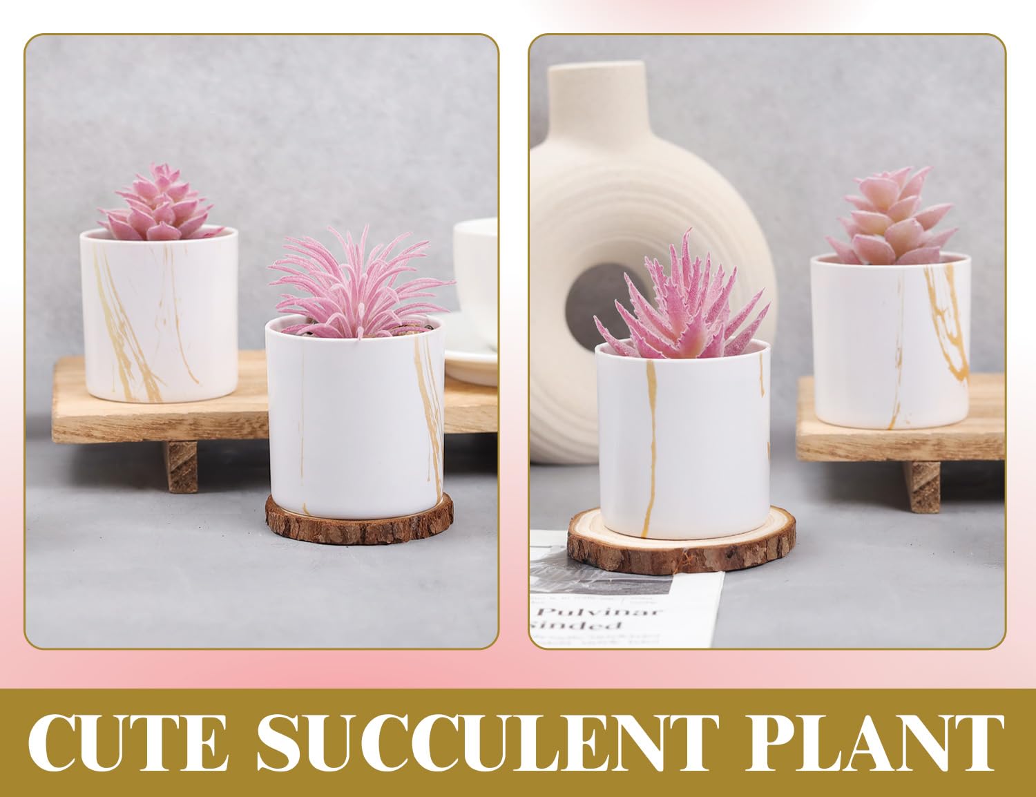 Der Rose 4 Packs Fake Succulents Plants Artificial Indoor for Pink Room Bathroom Decor Office Desk Accessories for Women