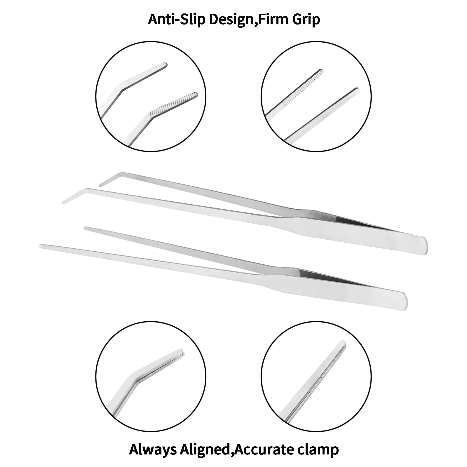 Fri4Free 2PCS Long Aquarium Tweezers - 10.6" Straight and Curved Tweezers, Stainless Steel Reptile Feeding tongs, Terrarium Aquascape Tools Feeder for Lizards, Bearded Dragon Snake Tank Accessories