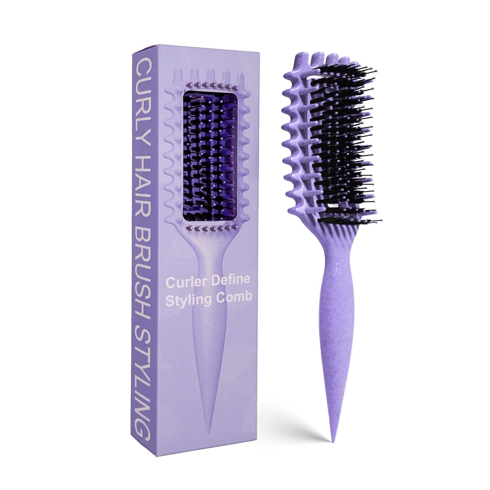 Lockenbürste Candybrush Locken-definierende Bürste zum Entwirren, Formen und Definieren von Locken für Damen, Herren, nasses und trockenes Haar (Lila)