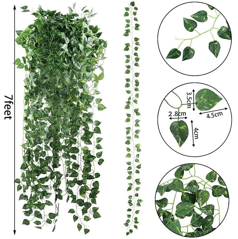 CEWOR 24 Pack 168ft Artificial Ivy Greenery Garland, Fake Vines Hanging Plants Backdrop for Room Bedroom Wall Decor, Green Leaves for Jungle Theme Party Wedding Decoration