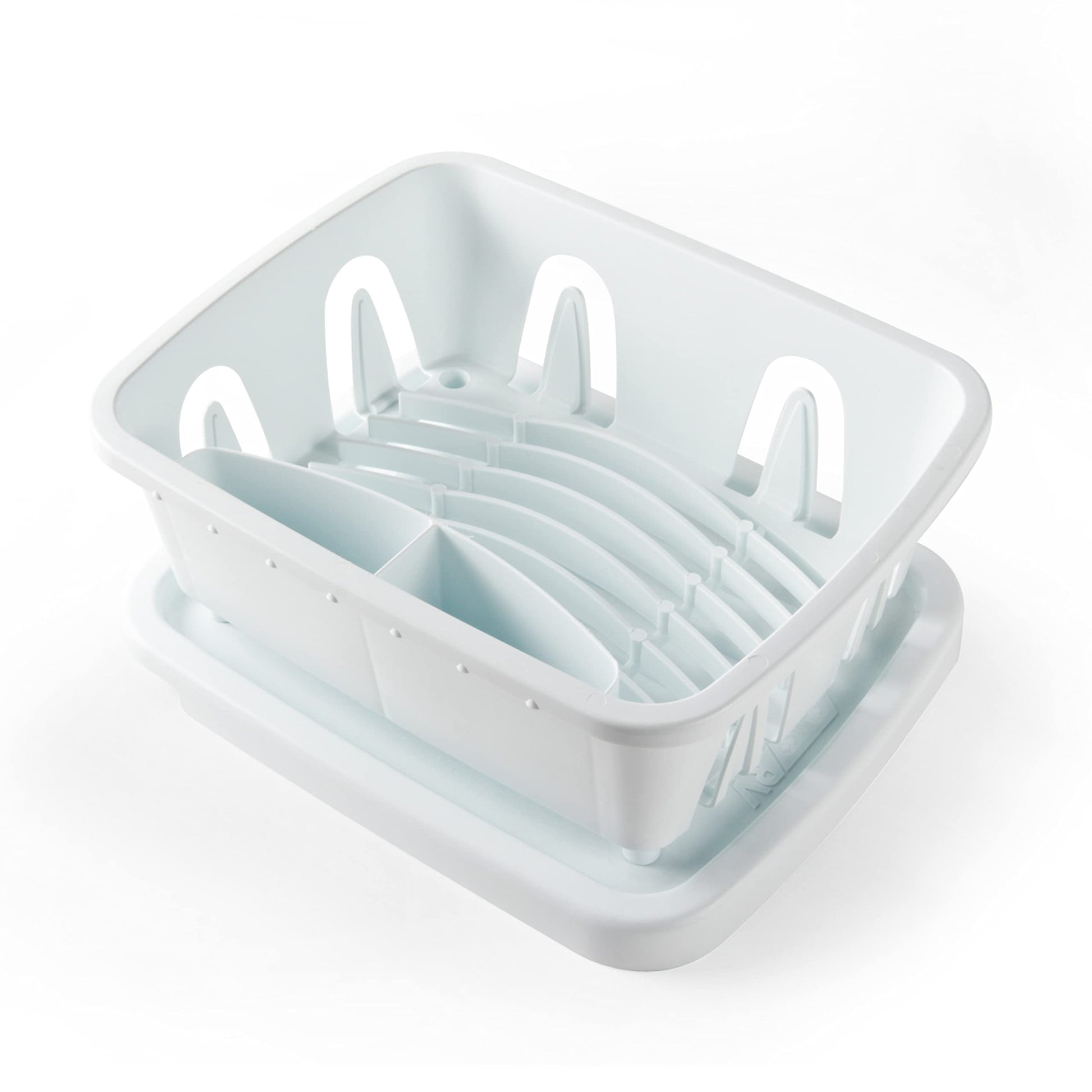 Camco RV Mini Dish Drainer & Tray - Features a Sloped Drain Tray Design, Heavy-Duty Construction, and is Ideal for Small Spaces, Apartments, Boats, and More - White (43511)