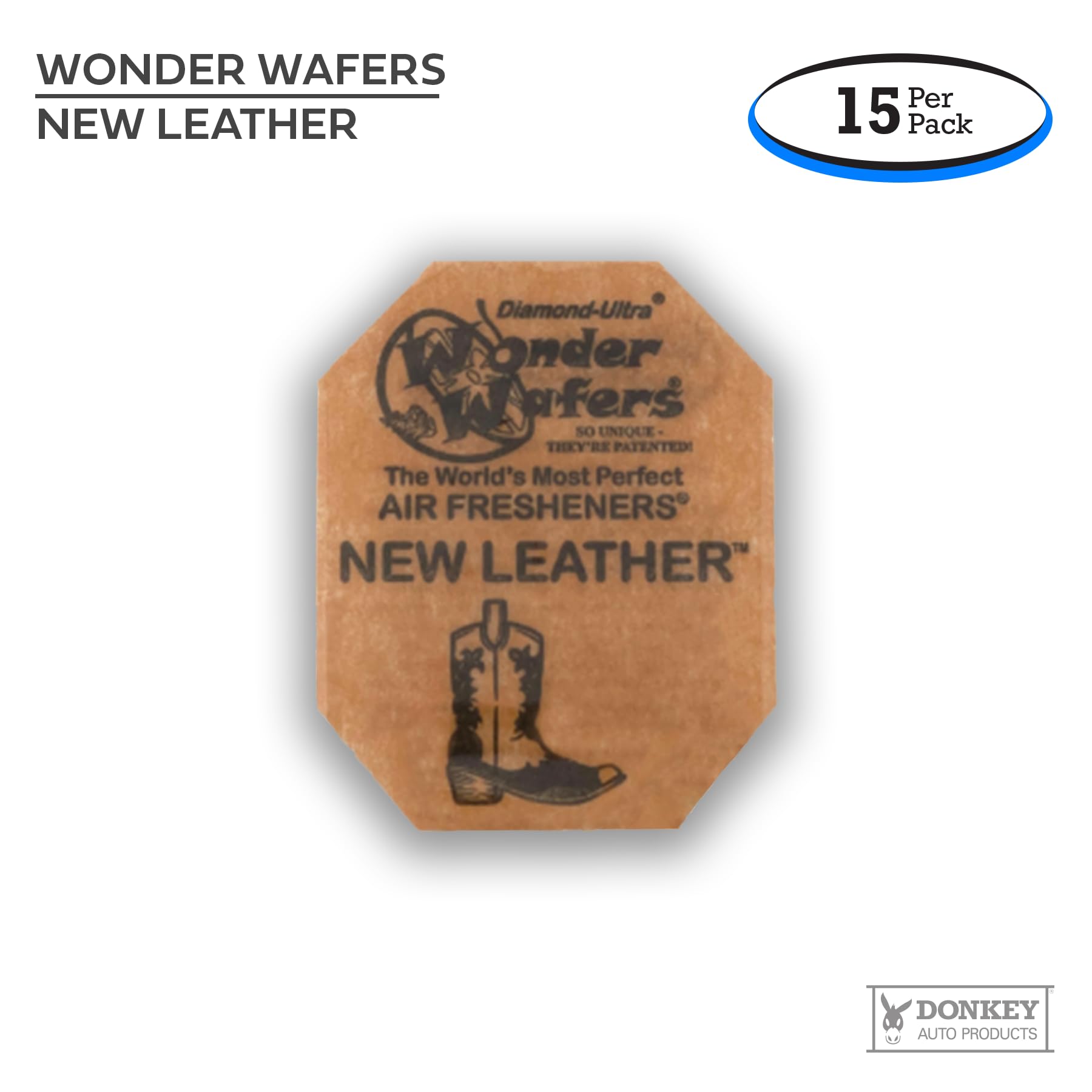 Wonder Wafers - Diamond-Ultra Scented Car Air Fresheners - Individually Wrapped (15 Per Pack) (New Leather)