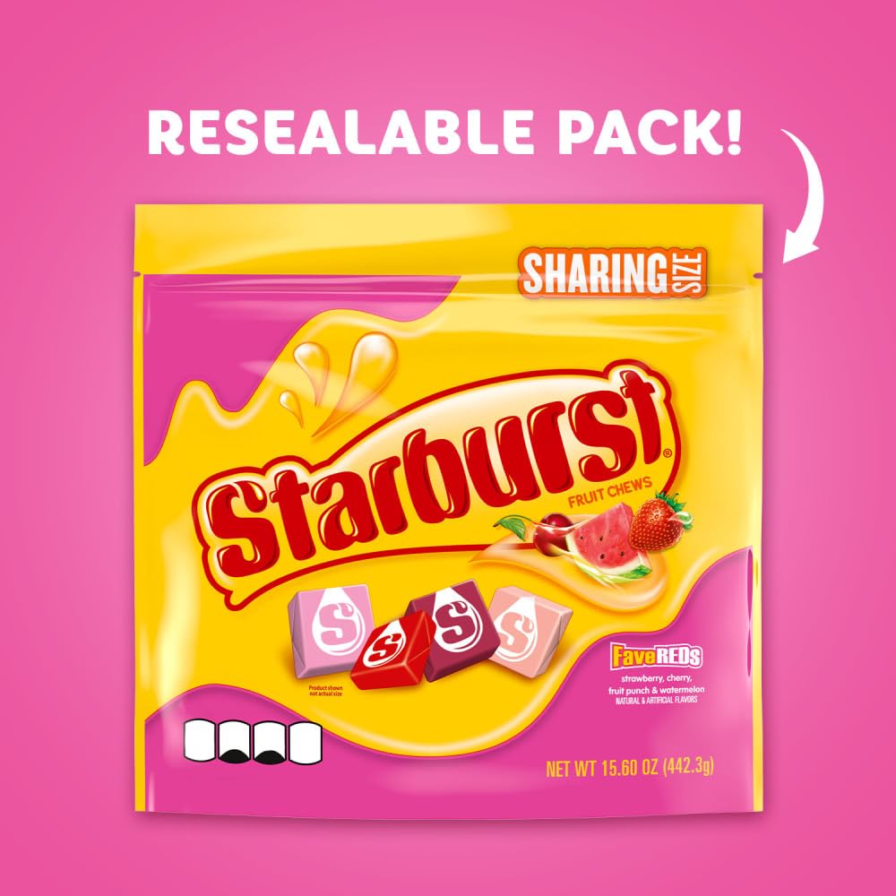 STARBURST FaveREDS Fruit Chews Candy, Chewy Candy, 15.6 oz Sharing Size Bag