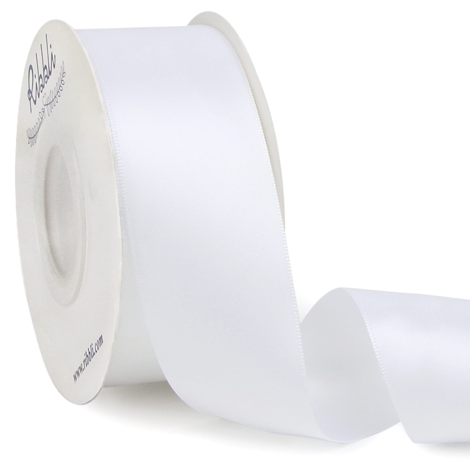Ribbli White Double Faced Satin Ribbon,1-1/2” x Continuous 25 Yards,Use for Bows Bouquet,Gift Wrapping,Wedding,Floral Arrangement