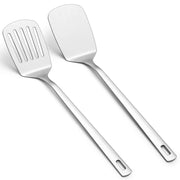 Kyraton Stainless Steel Spatulas Set, Silver Slotted Turner, Solid Turner, Kitchen Spatulas for Nonstick Cookware, Dishwasher Safe, Easy to Clean