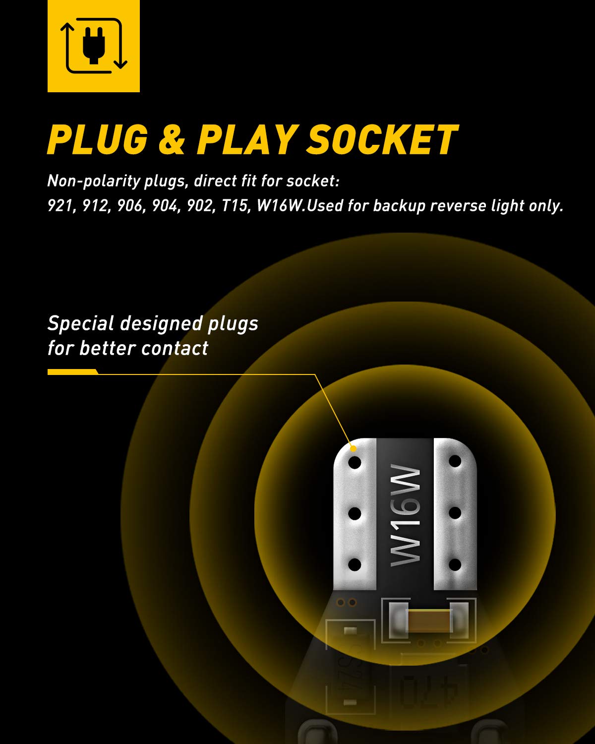 AUXITO 912 921 LED Bulb for Backup Light Reverse Lights High Power 2835 15-SMD Chipsets Error Free T15 906 922 W16W Bulbs, 6000K White, Exterior Light Bulbs (Upgraded, Pack of 2)