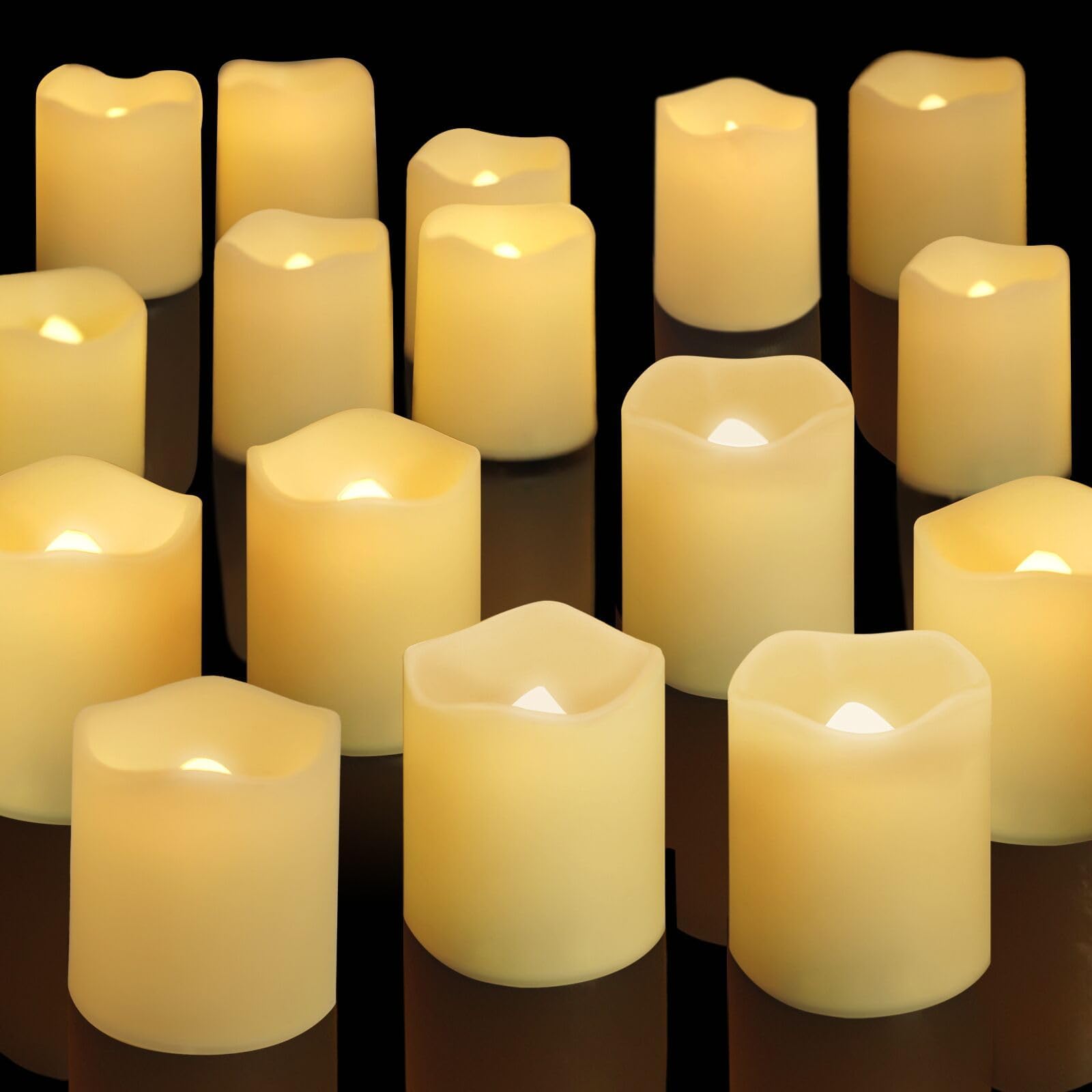 SHYMERY Flameless Votive Candles,Flameless Flickering Electric Fake Candle,24 Pack 200+Hour Battery Operated LED Tea Lights in Warm White for Wedding, Table, Halloween,Christmas Decorations 1.5"X1.7"