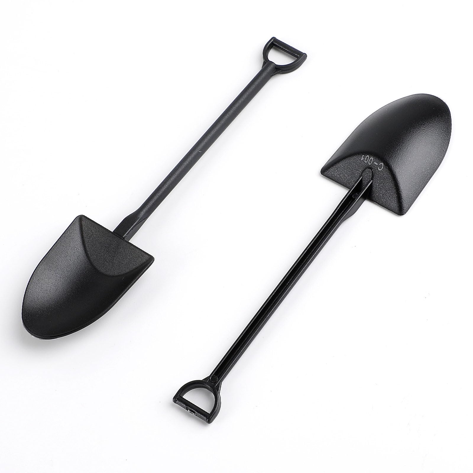 CCINEE 50pcs Mini Shovel Spoons for Desserts, Disposable Plastic Icecream Spoons Shovel Shape Cute Black Spoon for Family And Halloween Party