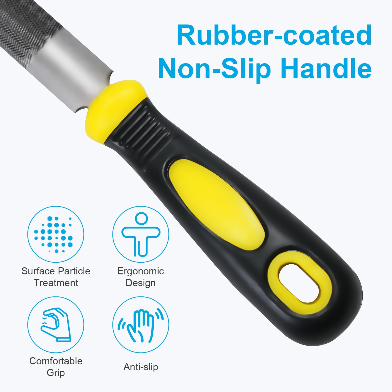 pwkauka 3Pcs Metal File Set, 8-Inch Professional High Carbon Steel Metal File, Includes Flat, Round, Half-Round Metal Files, Durable Hand Files Work for Metal Wood Smoothing Shaping Deburring