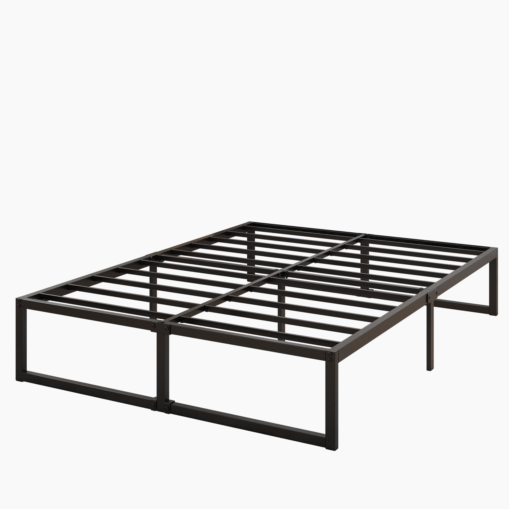 Lutown-Teen 14 Inch Queen Bed Frame Heavy Duty Steel Slat Support Metal Platform Bed Frame Queen Size No Box Spring Needed, Easy Assembly, Black